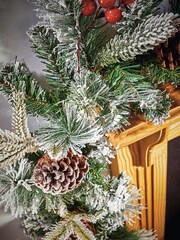 Premier Decorations Ltd Green 2.7M Flocked Berries and Cones Christmas Garland - Image 1 of 2