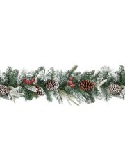 Premier Decorations Ltd Green 2.7M Flocked Berries and Cones Christmas Garland - Image 2 of 2