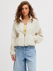 JJXX White Zip Up Polka Dot Jacket - Image 1 of 5