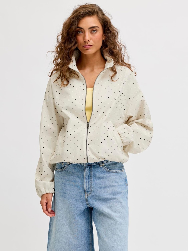 JJXX White Zip Up Polka Dot Jacket - Image 1 of 5