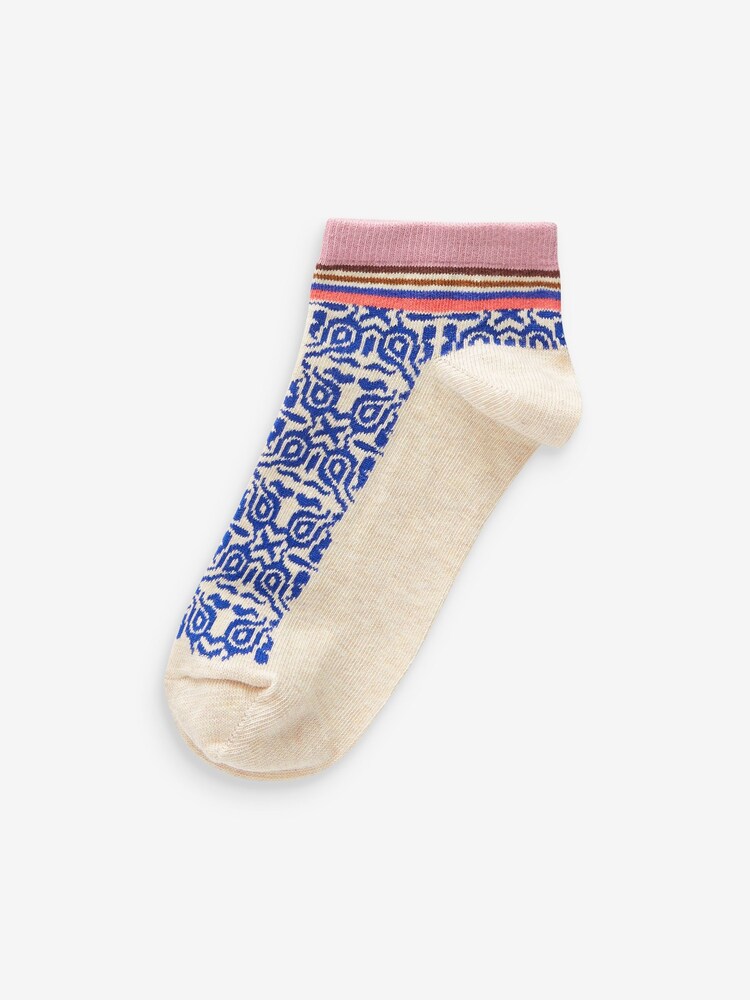 Blue/Pink Tile Print Trainers Socks 4 Pack - Image 5 of 5