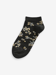 Black/White/Yellow Broderie Frll Trainers Socks 5 Pack - Image 4 of 7