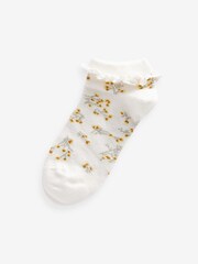 Black/White/Yellow Broderie Frll Trainers Socks 5 Pack - Image 7 of 7