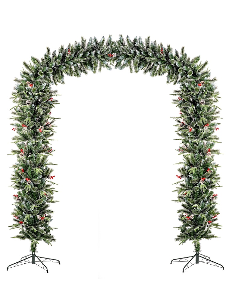 Premier Decorations Ltd Green 8ft New Jersey PE/PVC Tips Cones and Berries Christmas Tree Arch - Image 1 of 3