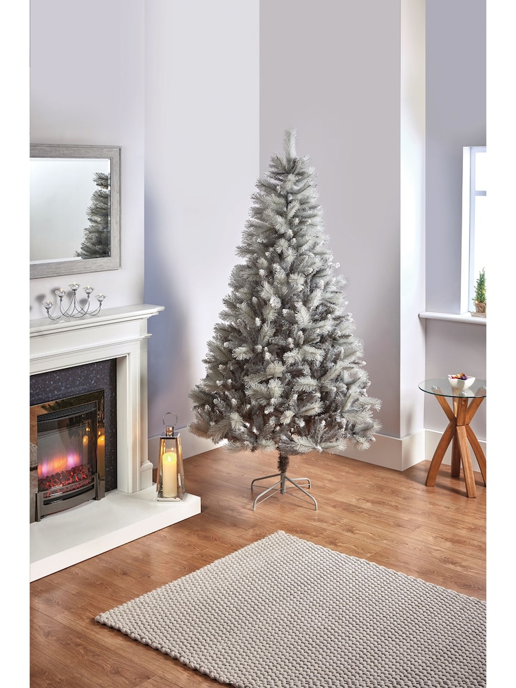 Premier Decorations Ltd Green Snowy 7ft Silver Tipped Fir PVC Christmas Tree - Image 1 of 4
