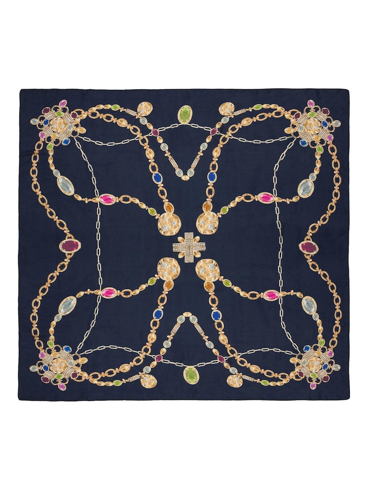 Bibi Bijoux Navy 'Heavenly' Large Square Scarf - Image 2 of 6