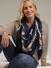 Bibi Bijoux Navy 'Heavenly' Large Square Scarf - Image 4 of 6