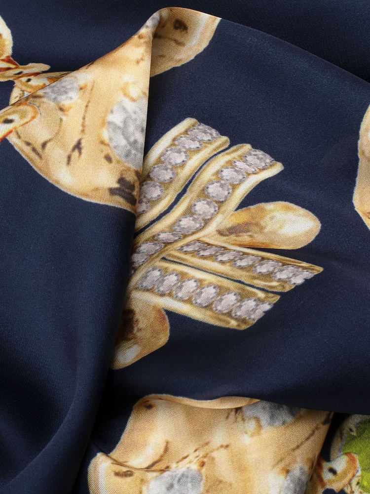 Bibi Bijoux Navy 'Heavenly' Large Square Scarf - Image 6 of 6