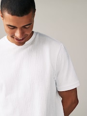 White Regular Fit Textured T-Shirt - Image 1 of 8