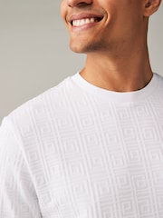 White Regular Fit Textured T-Shirt - Image 5 of 8