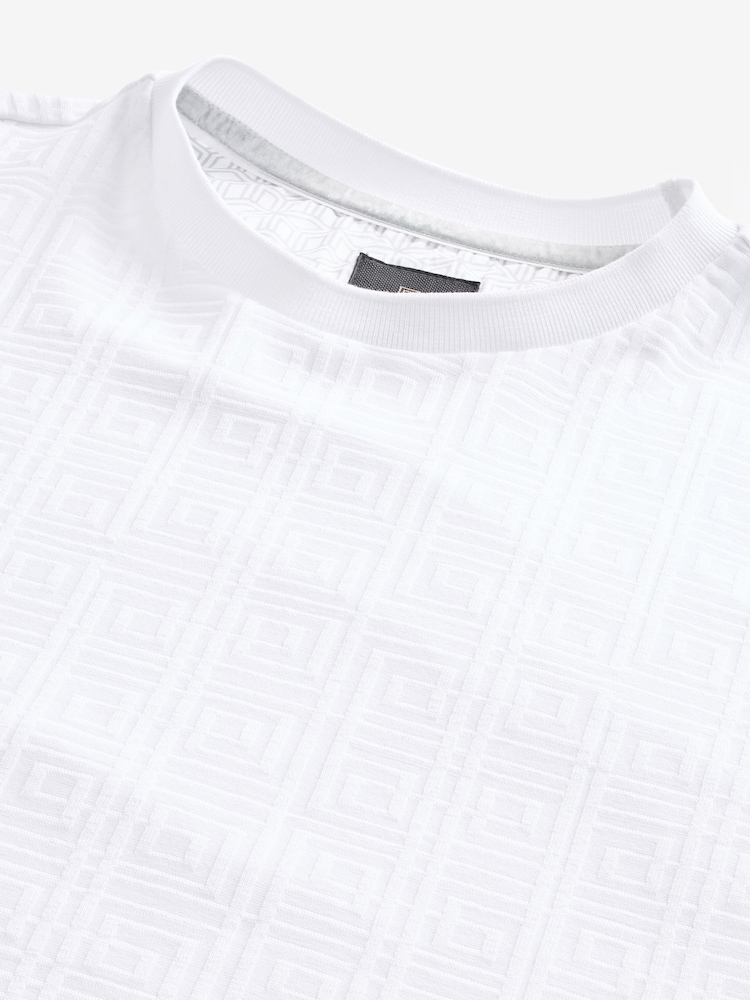 White Regular Fit Textured T-Shirt - Image 8 of 8