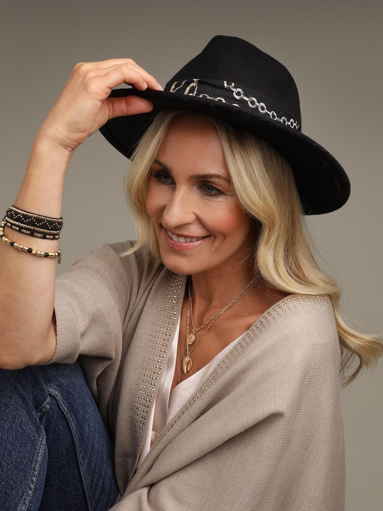 Bibi Bijoux Black 'Celestial Charmscape' Fedora Hat - Image 1 of 5