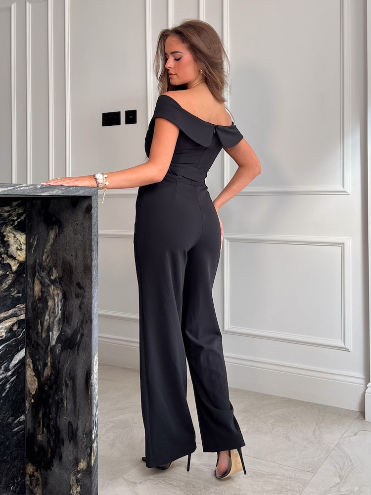 Girl In Mind Black Mona Off The Shoulder Twist Jumpsuit - Image 2 of 4 Girl In Mind Black Mona Off The Shoulder Twist Jumpsuit - Image 2 of 4