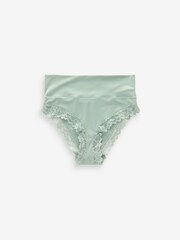 Green High Rise High Leg Ultimate Comfort Brushed Lace Trim Knickers - Image 4 of 4