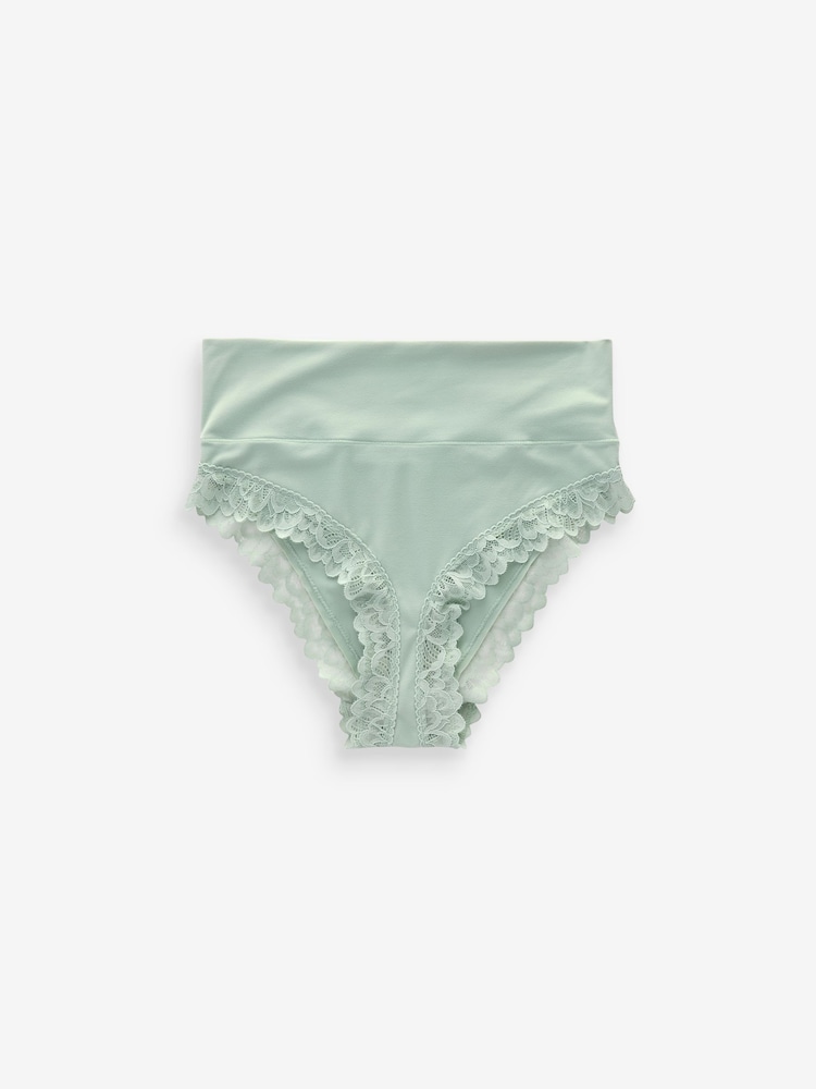 Green High Rise High Leg Ultimate Comfort Brushed Lace Trim Knickers - Image 4 of 4 Green High Rise High Leg Ultimate Comfort Brushed Lace Trim Knickers - Image 4 of 4