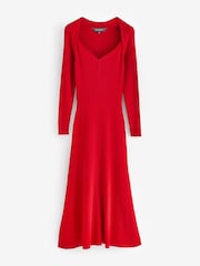Sosandar Red Sweetheart Neckline Fit & Flare Midi Dress - Image 6 of 6