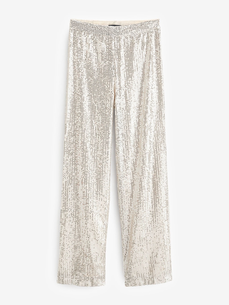 Sosandar Silver Sequin Wide Leg Trousers - Image 6 of 6