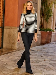 Sosandar Black Roll Neck Zip Detail Jumper - Image 2 of 5