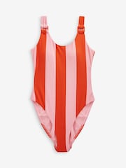Red/Pink Stripe Scoop Neck Tummy Shaping Control Swimsuit - Image 6 of 6