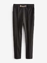 Sosandar Black Chain Detail Tapered Trousers With Pockets - Image 6 of 6