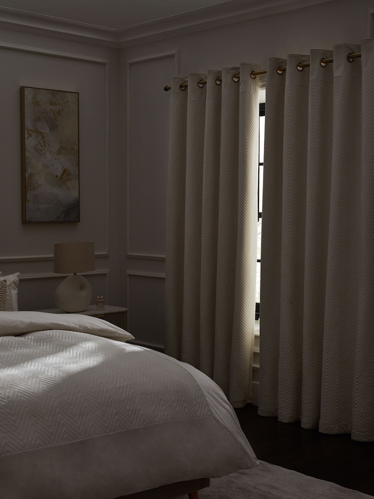 Natural Cream Madison Blackout/Thermal Eyelet Curtains - Image 1 of 5