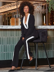 Sosandar Black Kick Flare Trousers With Contrast Side Stripe - Image 3 of 5