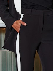 Sosandar Black Kick Flare Trousers With Contrast Side Stripe - Image 5 of 5