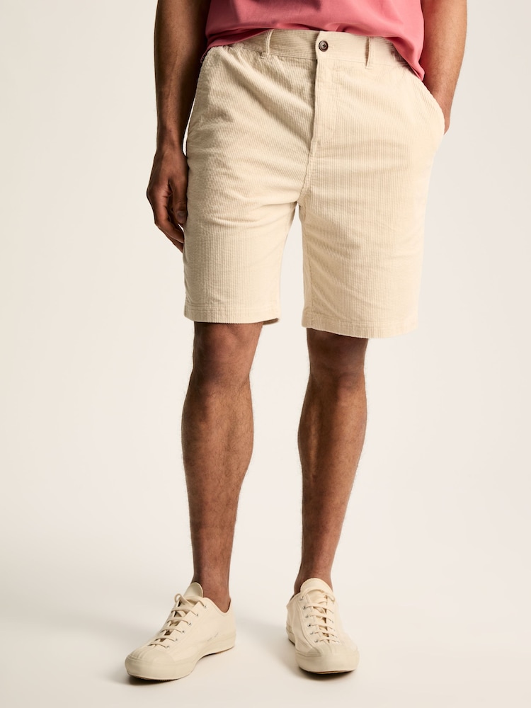 Joules Cream Corduroy Elasticated Waist Shorts - Image 1 of 6