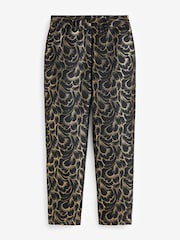 Sosandar Black Metallic Jacquard Tapered Trousers - Image 6 of 6
