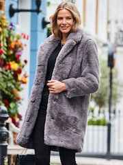Sosandar Grey Luxury Faux Fur Coat - Image 1 of 5