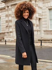 Sosandar Black Stud Sleeve Detail Formal Coat - Image 3 of 5