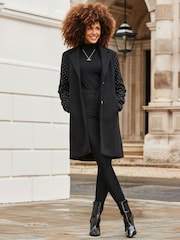 Sosandar Black Stud Sleeve Detail Formal Coat - Image 4 of 5
