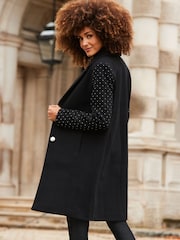 Sosandar Black Stud Sleeve Detail Formal Coat - Image 5 of 5