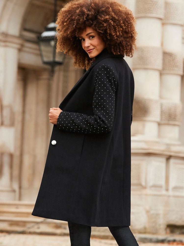 Sosandar Black Stud Sleeve Detail Formal Coat - Image 5 of 5