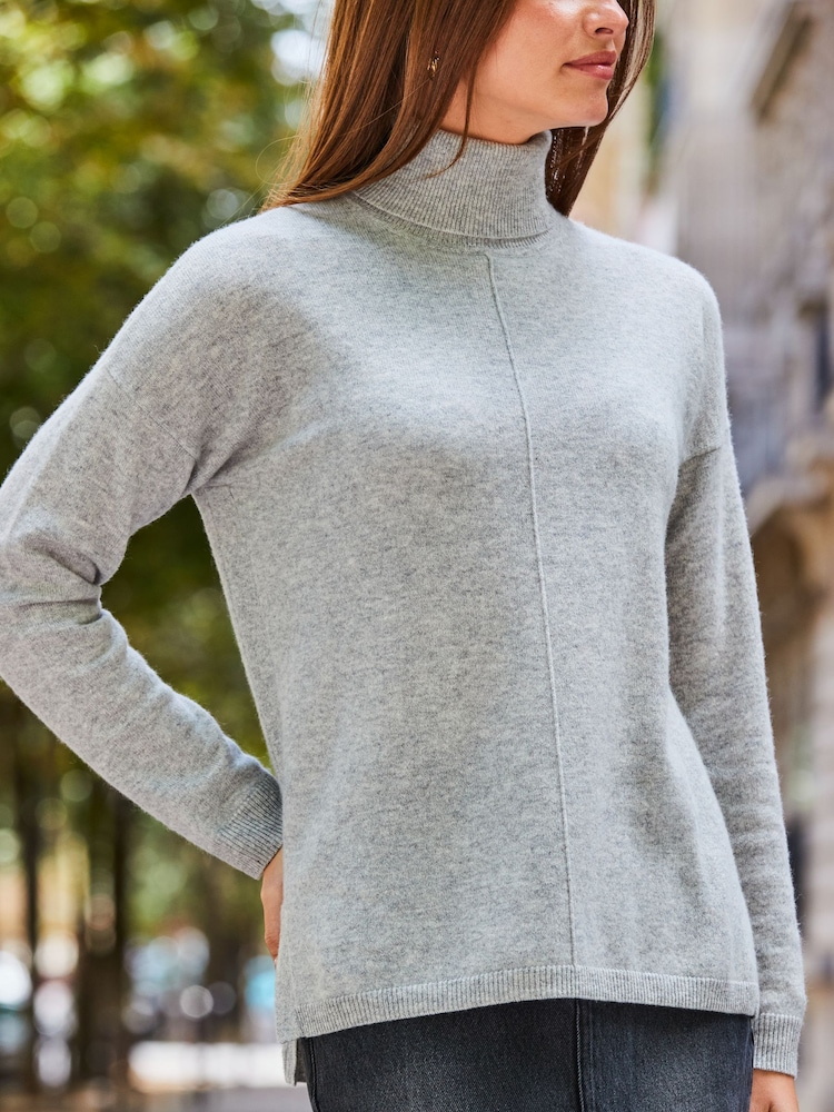 Sosandar Grey Cashmere Marl Roll Neck Jumper - Image 5 of 5
