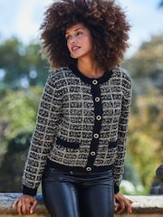 Sosandar Black Fleck Premium Chic Cardigan - Image 4 of 5