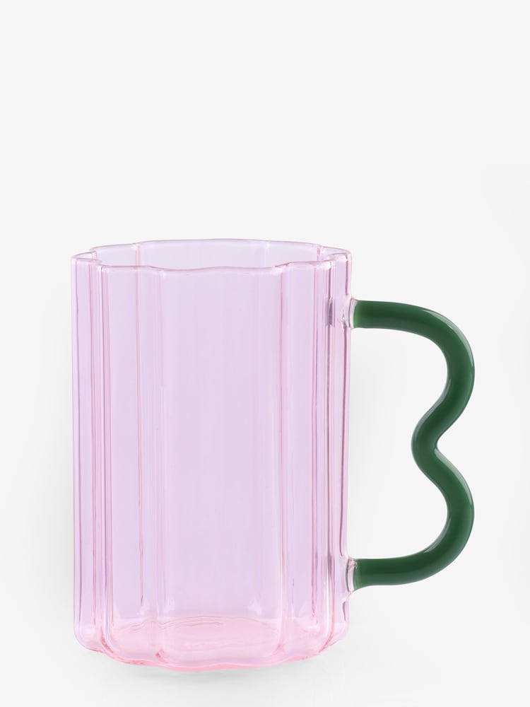Pink Glass Wiggle Handle Mug - Image 3 of 3 Pink Glass Wiggle Handle Mug - Image 3 of 3