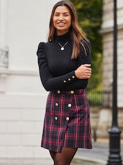 Sosandar Red Checked A-Line Skirt - Image 4 of 5