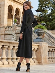 Sosandar Black Smart Denim Fit N Flare Midaxi Dress - Image 2 of 3
