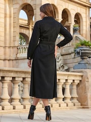 Sosandar Black Smart Denim Fit N Flare Midaxi Dress - Image 3 of 3