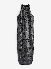 Sosandar Black Sequin Halter Neck Wow Dress - Image 6 of 6