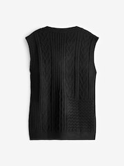 Black Knit Heart Patchwork Tank Top - Image 2 of 3
