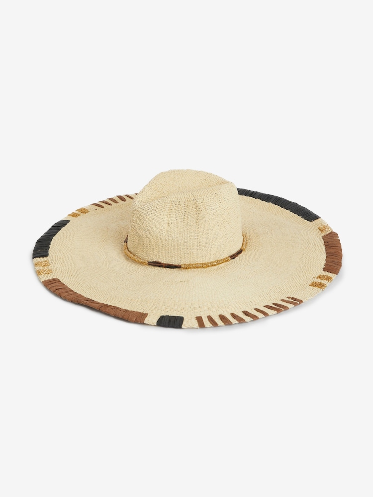 Natural With Gold Sparkle Super Wide Brim Panama Hat - Image 5 of 5
