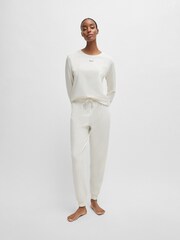 HUGO White Cuffed Pyjama Bottoms Stretch Cotton With Branded Drawcords - Image 1 of 4