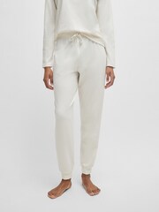 HUGO White Cuffed Pyjama Bottoms Stretch Cotton With Branded Drawcords - Image 2 of 4