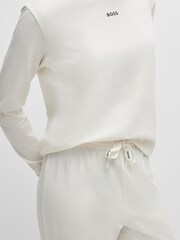 HUGO White Cuffed Pyjama Bottoms Stretch Cotton With Branded Drawcords - Image 4 of 4