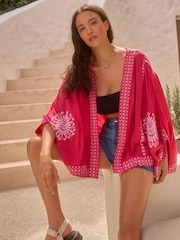 Pink Embroidered Kimono - Image 3 of 7