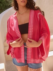 Pink Embroidered Kimono - Image 5 of 7