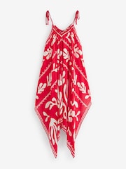 Red/Ecru Print Cold Shoulder Cover-Up - Image 7 of 8