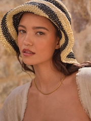 Black/Neutral Stripe Crochet Bucket Hat - Image 3 of 5